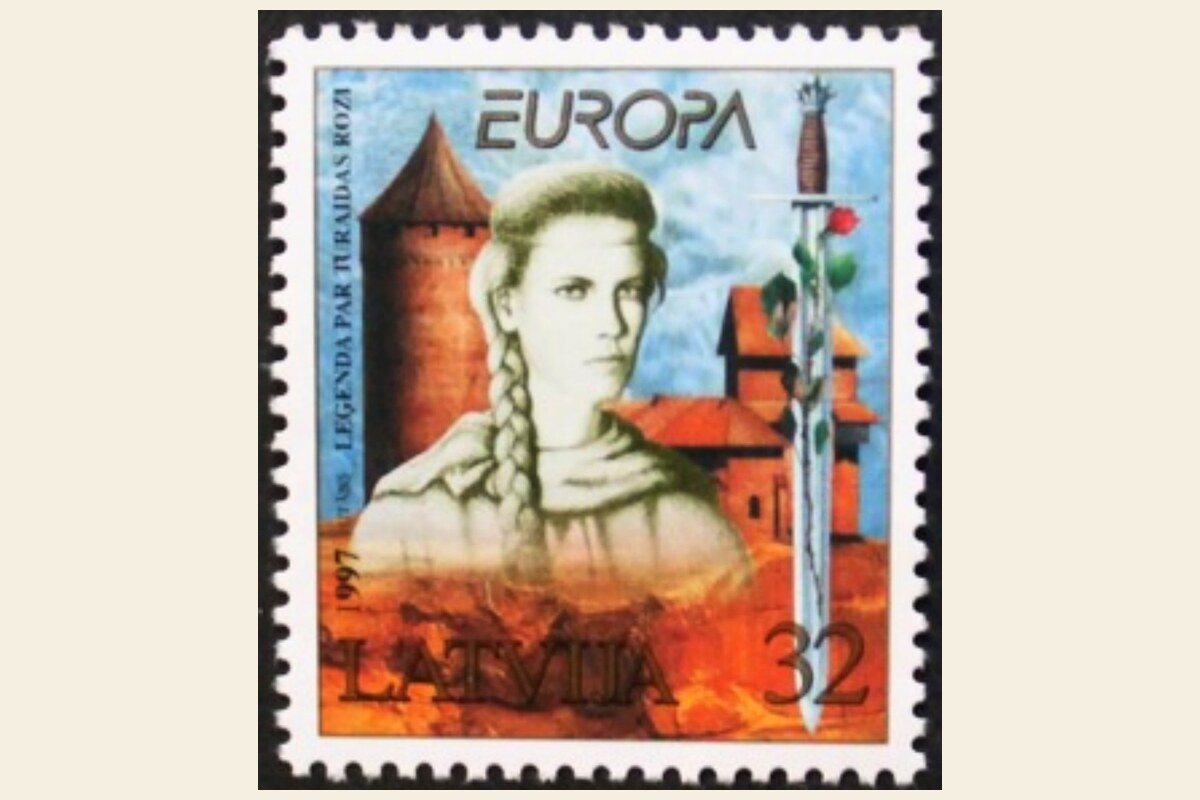 1997 m. Latvijos EUROPA pašto ženklas — Turaidos Rožės legenda (dailininkas Juris Utāns)